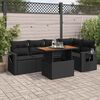 vidaXL Salon de jardin 6 pcs avec coussins noir r&eacute;sine tress&eacute;e