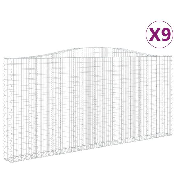 vidaXL Paniers &agrave; gabions arqu&eacute;s 9 pcs 400x30x180/200 cm Fer galvanis&eacute;