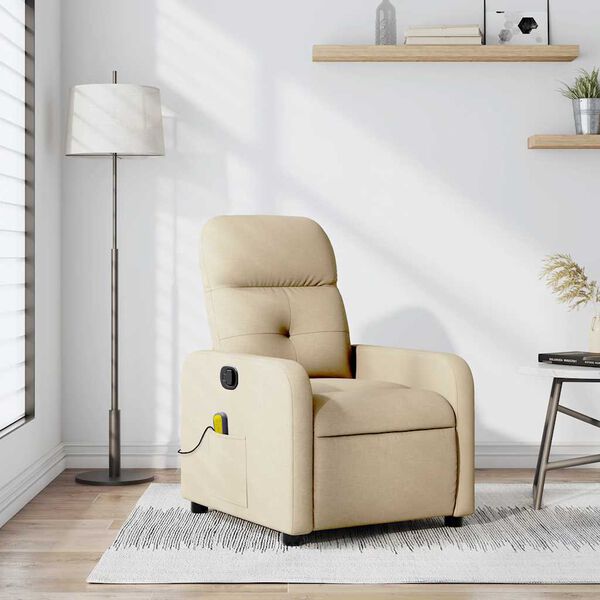 vidaXL Fauteuil de massage inclinable Cr&egrave;me Tissu