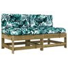 vidaXL Canap&eacute;s centraux avec coussins 2 pcs bois de pin impr&eacute;gn&eacute;