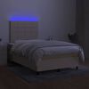 vidaXL Sommier &agrave; lattes de lit matelas et LED cr&egrave;me 120x190 cm tissu