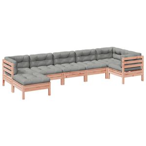vidaXL Salon de jardin 7 pcs et coussins bois massif sapin de douglas