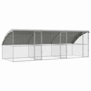 vidaXL Cage &agrave; poules avec 3 portes 3 pi&egrave;ces Argent&eacute; 600x200x200cm