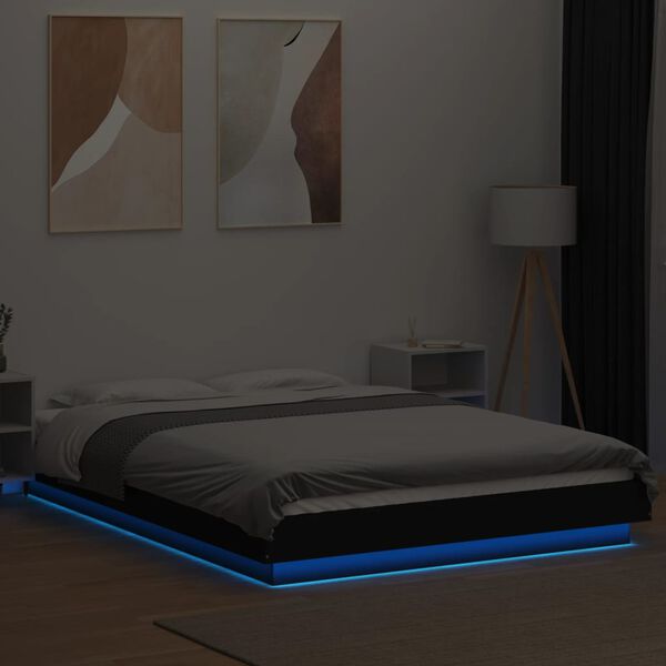 vidaXL Cadre de lit avec lumières LED sans matelas noir 120x200 cm