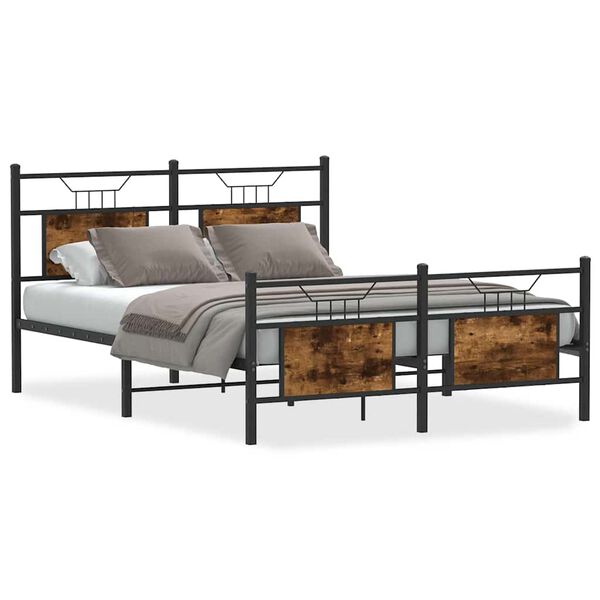 vidaXL Cadre de lit sans matelas ch&ecirc;ne fum&eacute; 140x190 cm bois ing&eacute;nierie