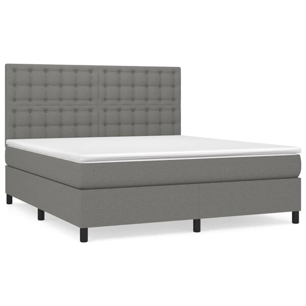 vidaXL Sommier &agrave; lattes de lit avec matelas Gris fonc&eacute; 160x200cm Tissu
