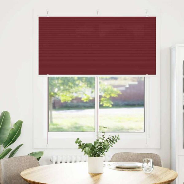vidaXL Store pliss&eacute; rouge bordeaux 120x100 cm largeur du tissu 119,4cm