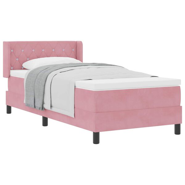 vidaXL Lit &agrave; ressorts avec matelas Rose 200 x 100 cm Velours