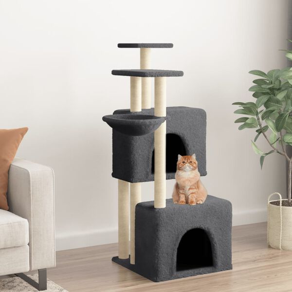 vidaXL Arbre à chat avec griffoirs en sisal gris foncé 122 cm