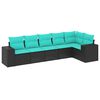 vidaXL Salon de jardin 6 pcs avec coussins noir r&eacute;sine tress&eacute;e