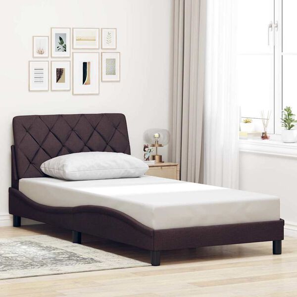 vidaXL Cadre de lit sans matelas marron fonc&eacute; 100x200 cm tissu