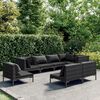 vidaXL Salon de jardin 9 pcs avec coussins Résine tressée Gris foncé