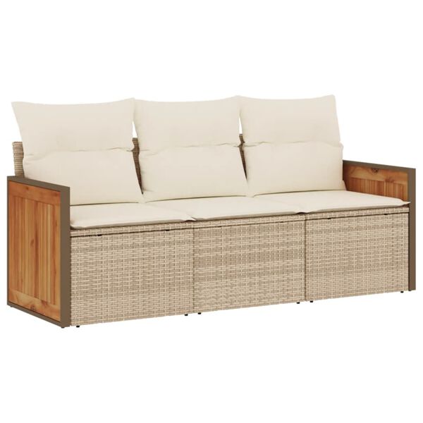 vidaXL Salon de jardin avec coussins 3 pcs beige r&eacute;sine tress&eacute;e