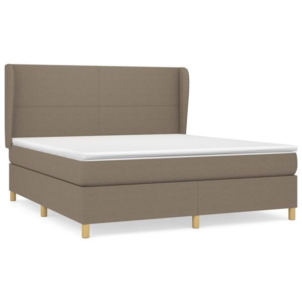 vidaXL Sommier &agrave; lattes de lit avec matelas Taupe 180x200 cm Tissu