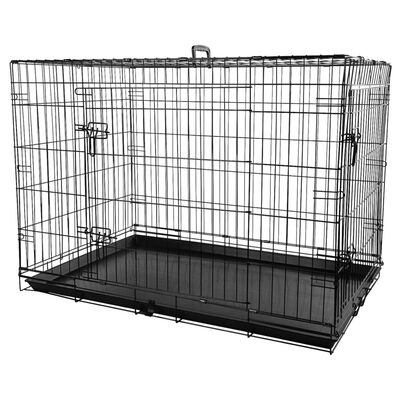 FLAMINGO Cage métallique animaux avec porte coulissante XL Noir