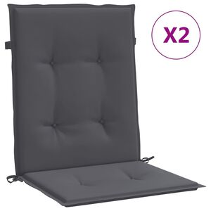 vidaXL Coussins de chaise de jardin &agrave; dossier bas lot de 2 anthracite