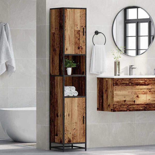 vidaXL Ensemble de mobilier de salle de bain avec &eacute;tag&egrave;re Bois Ancien