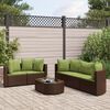 vidaXL Salon de jardin avec coussins 6 pcs marron résine tressée