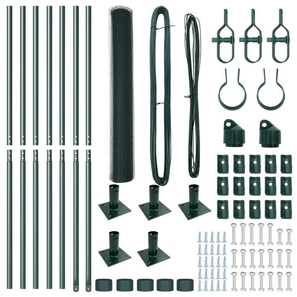 vidaXL Poteau de cl&ocirc;ture. Vert 10 x 1,2 m (maillage de 13 mm)