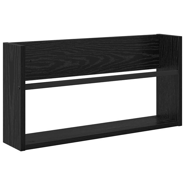 vidaXL &Eacute;tag&egrave;re &agrave; magazines avec &eacute;tag&egrave;re Ch&ecirc;ne noir 60 x 12 x 30 cm