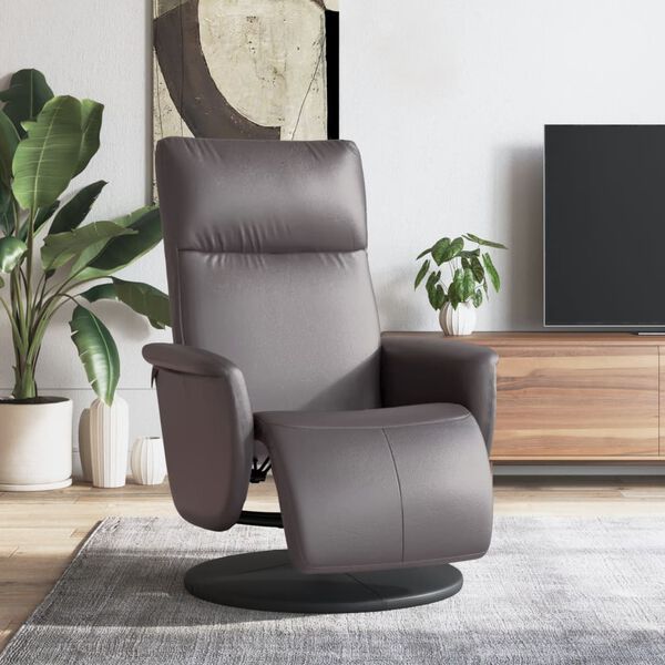 vidaXL Fauteuil inclinable avec repose-pieds gris similicuir