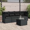 vidaXL Salon de jardin 5 pcs avec coussins noir résine tressée
