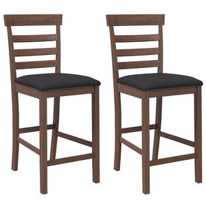 vidaXL Tabourets de bar avec coussins 2 pcs marron bois massif d'h&eacute;v&eacute;a