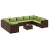 vidaXL Salon de jardin 10 pcs avec coussins marron r&eacute;sine tress&eacute;e