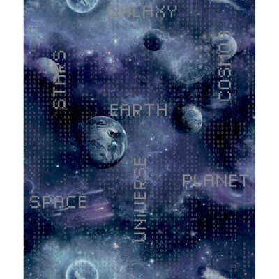 Noordwand Papier peint Good Vibes Galaxy Planets and Text Noir violet