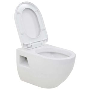 vidaXL WC suspendu en c&eacute;ramique Blanc