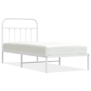 vidaXL Cadre de lit m&eacute;tal sans matelas avec t&ecirc;te de lit blanc 90x190cm
