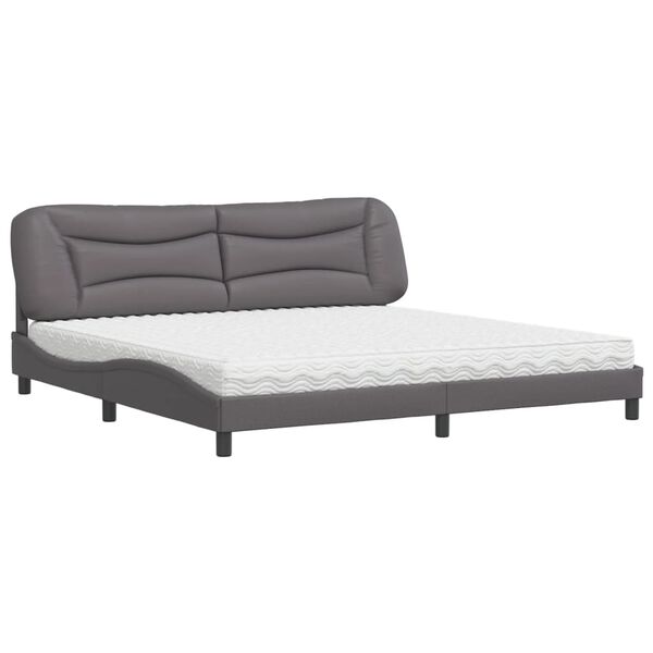 vidaXL Lit avec matelas Hvar gris 200x200 cm similicuir