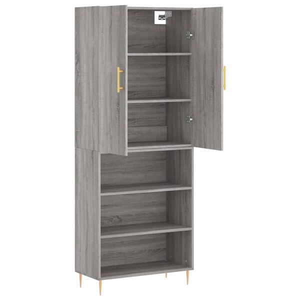 vidaXL Buffet haut Sonoma gris 69,5x34x180 cm Bois d'ing&eacute;nierie