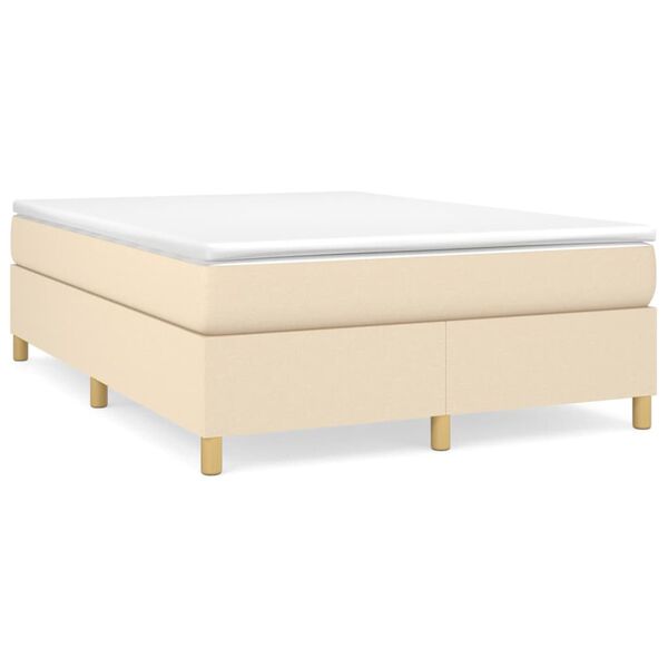 vidaXL Sommier &agrave; lattes de lit avec matelas Cr&egrave;me 140x200 cm Tissu