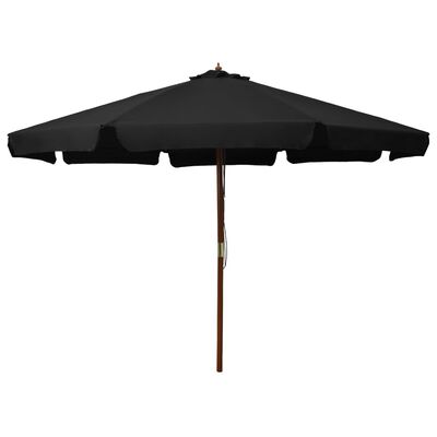 vidaXL Parasol d'extérieur avec mât en bois 330 cm Noir