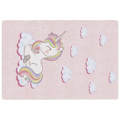 vidaXL Tapis enfants rose 160x230 cm licorne antidérapant lavable