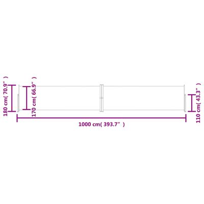 vidaXL Auvent latéral rétractable Rouge 180x1000 cm