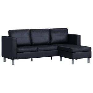 vidaXL Canap&eacute; sectionnel &agrave; 3 places Cuir synth&eacute;tique Noir