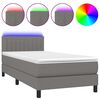 vidaXL Sommier &agrave; lattes de lit avec matelas et LED Gris fonc&eacute; 80x200cm