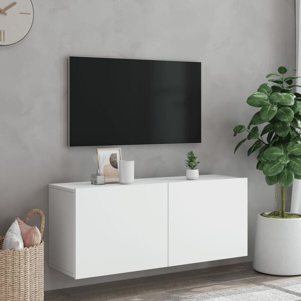 vidaXL Meuble TV mural blanc 100x30x41 cm