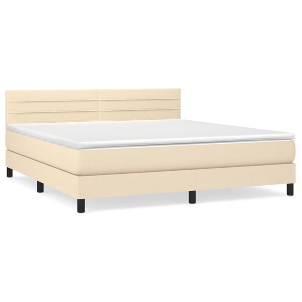 vidaXL Sommier &agrave; lattes de lit avec matelas Cr&egrave;me 180x200 cm Tissu