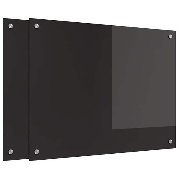 vidaXL Protection de cuisine 2 pcs Noir 80 x 60 cm verre trempé