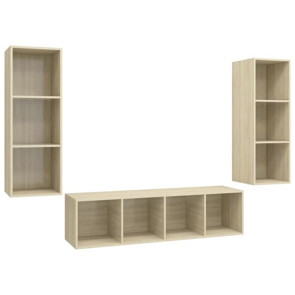 vidaXL Ensemble de meubles TV 3 pcs Ch&ecirc;ne sonoma Bois d'ing&eacute;nierie