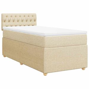vidaXL Sommier &agrave; lattes de lit avec matelas Cr&egrave;me 100x200 cm Tissu