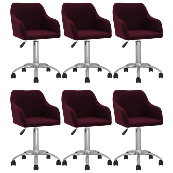 vidaXL Chaises pivotantes à manger lot de 6 violet tissu