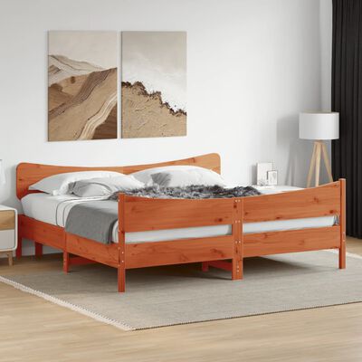 vidaXL Cadre de lit et tête de lit cire marron 180x200 cm bois de pin