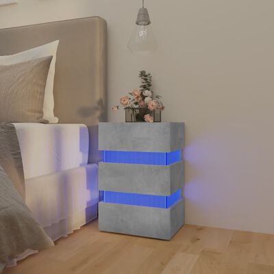 vidaXL Table de chevet à LED gris béton 45x35x67 cm bois d'ingénierie