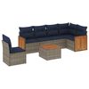 vidaXL Ensemble de canap&eacute; de jardin 7 pcs avec coussins gris r&eacute;sine tress&eacute;e