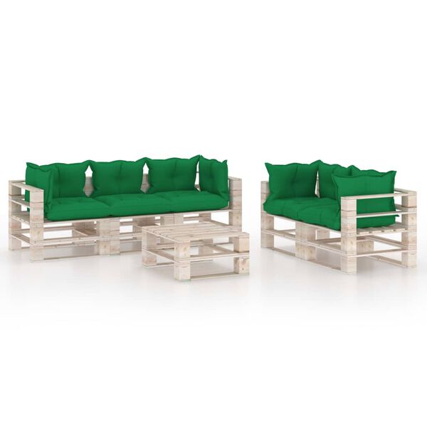 vidaXL Salon palette de jardin 6 pcs avec coussins bois de pin