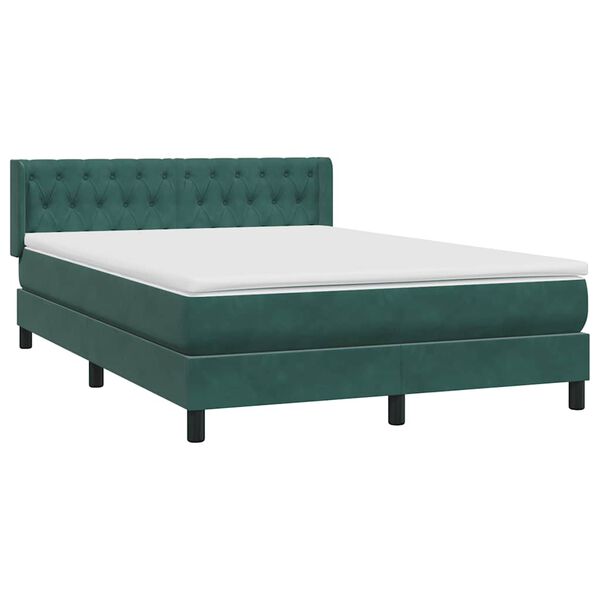 vidaXL Sommier &agrave; lattes de lit et matelas vert fonc&eacute; 140x210cm velours